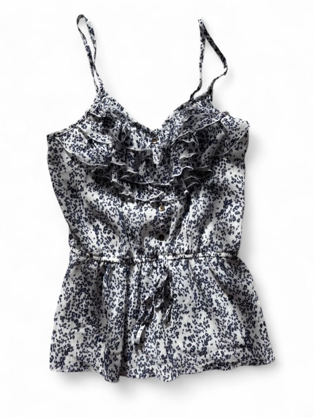 Mudd White Top with Navy Dot Trim
